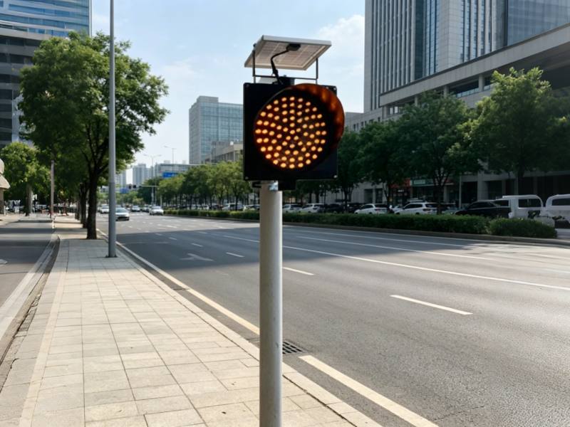 Lampu Kedip-kedip Konéng Tenaga Surya Tiang Mandiri