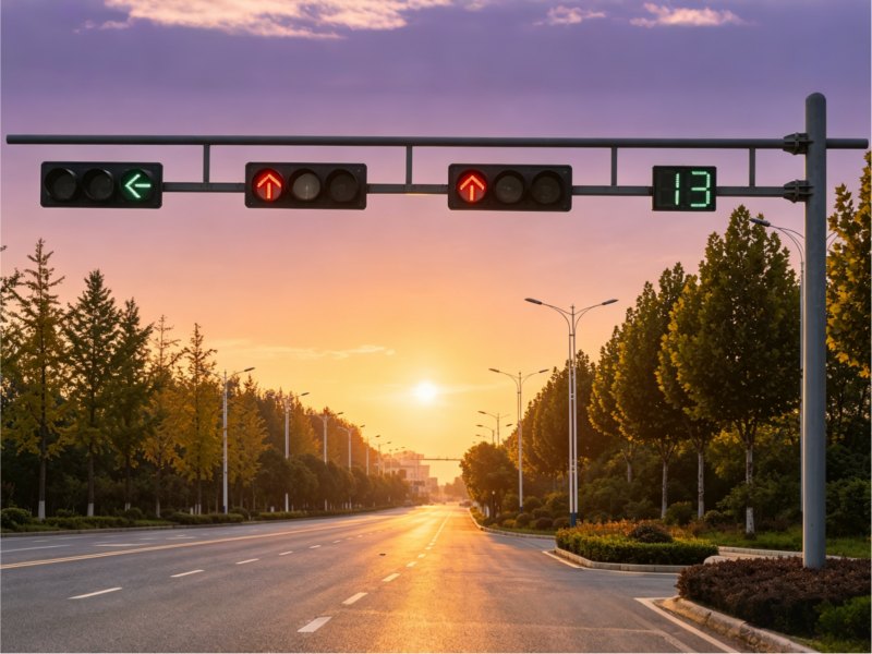 Octagonal traffic lamp poles