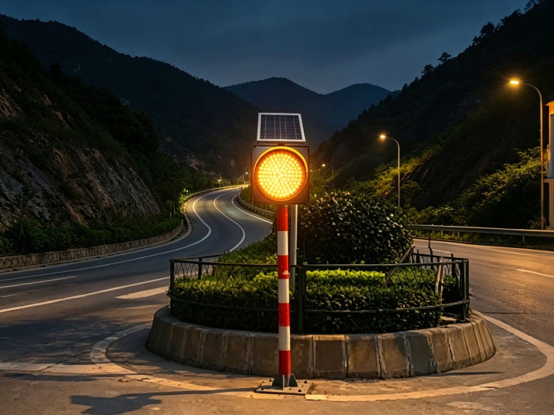 Solar yellow warning light